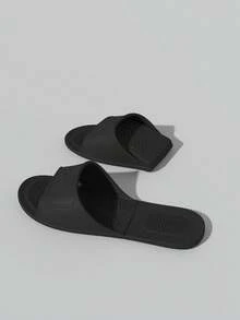 Unisex Spring To Summer Soft Bottom Comfortable Indoor Slippers, Suitable For Bedroom, Living Room, Wooden Floor, Home, Bathroom, Foldable Travel Lightweight Quick-Drying Slippers - Black - View 7