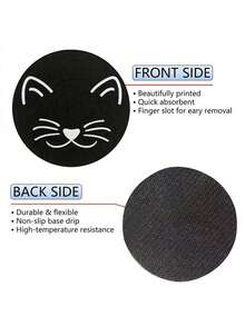 猫咪杯垫 汽车杯架杯垫，手指凹槽，方便取下，汽车内饰配件杯垫，杯垫垫子 汽车杯垫 - 黑與白 - 查看 9