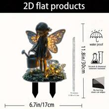 2D flache mystische Garten Elfen Dekoration Gießkanne Pflanze, Acryl, Vintage Stil, ohne Batterie, bodenstehende Außen-Gartendekoration mit üppigem Grün & Elfenlicht, perfekt als Geschenk zu Thanksgiving und Feiertagen, Gartendekoration | Vintage Elfen Design | detaillierte Handwerkskunst, Gartendekoration