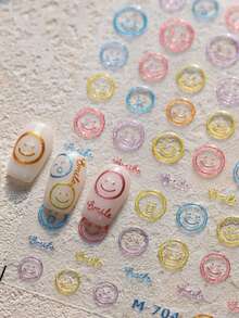 1 件 5D 浮雕梦幻指甲贴纸 - 可爱卡通贴花自粘，Geome 美甲适合女孩 DIY 沙龙美甲贴花装饰美甲配件用品 - 彩色 - 查看 1