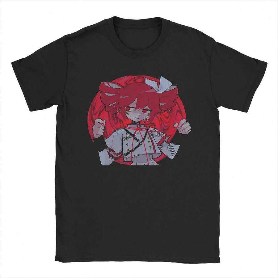 180g Pure Cotton Novelty Kasane  Anime T-Shirt Unisex O-Neck Short Sleeve Top Tee  Cotton Summer Top Tee - 黑色 - 查看 1