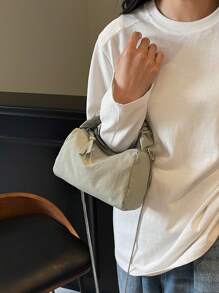 Nylon Mini Tote Bag | Two Compartment Handbag & Shoulder Bag | Minimalist Chain Crossbody Bag | Versatile Casual Purse For Women | Lightweight Commute & Daily Use