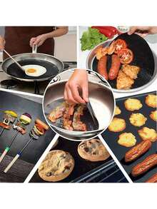 2 Stücke Ofeneinlagen leicht zu reinigen, schützen den Boden des Ofens/Gasherds, antihaftbeschichtet, hitzebeständig, Grillmatten geeignet für Zuhause, Outdoor Camping Grill - Schwarz - Übersicht 8