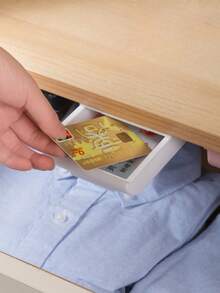 1pc Small Under-Desk Hidden Drawer Storage Box, Large Capacity Organizer To Keep Desktop Tidy, For Stationery, Cosmetic Tools, Kitchen Supplies - Grey - View 6