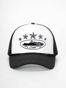 Șapcă de baseball cu 5 colțuri, brodată, cu stea colorată, bloc de culoare, din burete, din frânghie, reglabilă, cu protecție solară pentru exterior, potrivită pentru primăvară, toamnă, călătorii, plajă, vacanță pentru bărbați și femei, stil Y2K