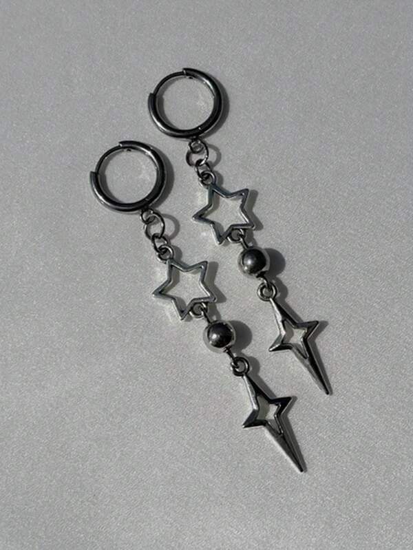 2 PCS Polaris Star Earrings | Grunge Jewelry Hypoallergenic Y2k Alt Goth Edgy Punk Silver Dangly