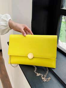 时尚小号设计师信封包，复古风格女士钱包，今年流行 - 黃色 - 查看 1