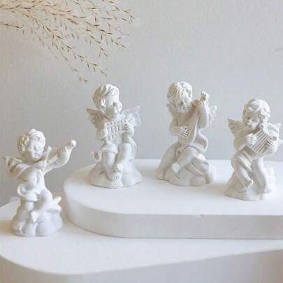 8 Pieces Little Angel Statue Mini Resin Figure And Mini Roman Column, Adorable Sculpture Musical Cherub Figure Shelves Decoration Home Decor Suitable For Office Desktop Decoration Bookshelf Decoration Bedroom Decoration Perfect For Holiday Gifts,Mother's Day Gift