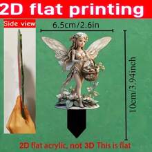 2D flache mystische Garten Elfen Dekoration Gießkanne Pflanze, Acryl, Vintage Stil, ohne Batterie, bodenstehende Außen-Gartendekoration mit üppigem Grün & Elfenlicht, perfekt als Geschenk zu Thanksgiving und Feiertagen, Gartendekoration | Vintage Elfen Design | detaillierte Handwerkskunst, Gartendekoration