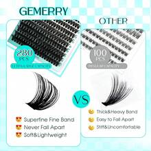 GEMERRY Lash Extension Kit Thick Lash Clusters Kit Fluffy Eyelash Clusters D Curl Eyelash Extension Kit With Lash Bond And Seal, Lash Tweezers, DIY Lash Extension Kit(80P-10-18mm) - 100D - View 6