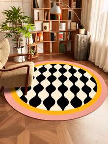 1 件精致、柔软、轻盈的圆形客厅地毯，简约钻石格经典风格，可水洗，奶油色卧室床边地毯，奢华高端黄色沙发、咖啡桌、椅子软垫，卧室装饰，房间装饰，小地毯，毯子，毛绒地毯，羊毛地毯，秋冬地毯 - 彩色 - 查看 5