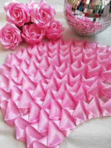 100Pcs Ribbon Bouquet Eternal Rose Bouquet DIY Ribbon Rose Bouquet Handmade Flower Bouquet, Ramo Buchon, Holiday Girfs, Wedding Birthday Bouquet,Randomly Send Two Different Technologies (Punching Or Heat Stamping) - Multicolor - View 2