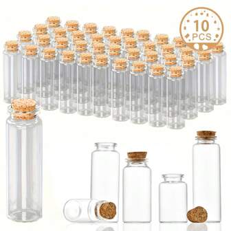 便携式迷你瓶子储存器，实用的软木密封玻璃罐，高密封紧凑型玻璃瓶