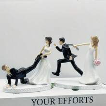 复古法式婚礼小雕像 - 浪漫新娘和新郎树脂雕塑，非常适合婚礼礼物、周年纪念和家居装饰，优雅的黑白设计，适合圣诞节和感恩节