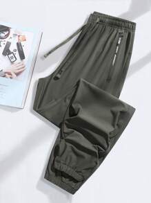 Women's Lightweight Ice Silk Quick Dry Casual Loose Drawstring Pants, Slim Fit, For Sports, Outdoor Activities, Running, Cycling