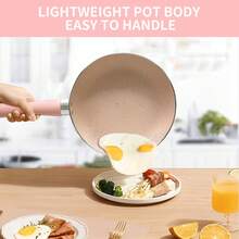 6.5-Inch Pink Aluminum Non-Stick Lightweight Frying Pan With Silicone Handle, Suitable For Gas Stoves, Eggs & Steaks - Multicolor - View 6