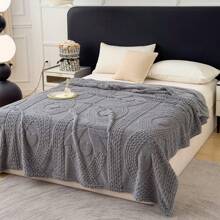 1pc Heart Shape Bow Pattern Ultra-Soft Taffeta Plush Throw Blanket - Lightweight, Fluffy, And Cozy For Sofa Or Bed, White, All-Season Comfort, Perfect For Snuggling Or Lounging, Blanket For Bed