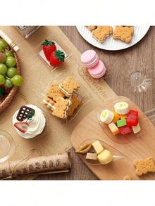 1200 Pcs Mini Plastic Dessert Plates Set Including 600 Pcs 6 Shapes Appetizer Plates Dessert Bowls With 300 Pcs Spoons 300 Pcs Forks For Party Wedding(Gold) - Gold - View 3