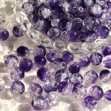 50颗浪漫紫色爆裂雪花珠 8毫米直孔珠 - 闪亮吊坠、手链、项链、耳环 DIY饰品制作 - 小型企业工艺品材料 - 紫色爆炸雪花珠 - 查看 14