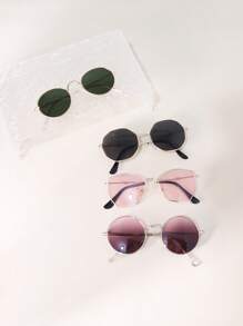 1 Pair Kids Metal Frame Square Fashion Glasses For Boys And Girls, Fashion Outdoor Sun Protection Photography Glasses