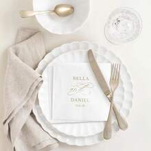 20-500 Pcs Custom Wedding Napkins, 3-Ply Personalized Cocktail Napkins For Engagement, Anniversary And Bachelorette, Suitable For Couple, Lovers, Romantic Decor, Disposable Beverage/Dessert Napkins For Table Decorations, Custom Rehearsal Dinner Napkins - Multicolor - View 3