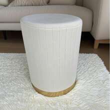 Taburete de tocador de lujo, silla de vestir de dormitorio, banco de tocador redondo de color crema para uso doméstico, maquillaje, manicura - Multicolor - Ver 5