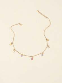 1pc Girls' Minimalist Oil Drop Star Pendant Necklace