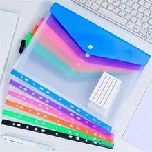 12pcs/6pcs A4 Large Capacity Loose Leaf File Folders, With 11-Hole Rings, Modern PP Material, Expandable Snap Button And Label Pockets, Suitable For School, Home, Office, Attendance, Travel - Portable Design, Back To School, School Supplies
