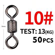 Kait Pancing Putar Bantalan Bola 50 PCS/Lot dengan Cincin Jepit Padat Kait Putar Bergulir untuk Aksesoris Pancing Ikan Mas - Hitam - View 10