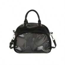 1 pièce Sac bandoulière, sac à main, cabas femme design transparent polyvalent. Sac bowling style casual grande capacité pour navette, sac à 2 compartiments pour collations - Multicolore - Voir 7
