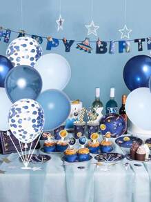 Conjunto de 10/40 globos de látex azul y blanco con confeti para suministros de fiestas temáticas de cumpleaños, decoración de boda bautista, despedida de soltera, Navidad
