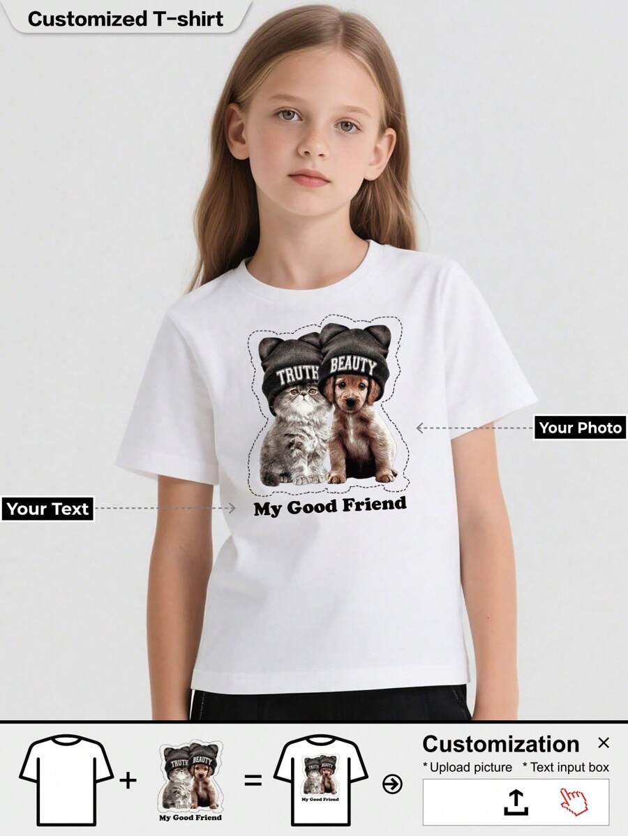 Customized Personalized T-Shirt, Girls Sport T-Shirt, Breathable, A Gift, - Add Images To Design Your Own Personalized Printed T-Shirt