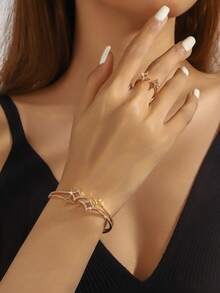 1 套铜材质中东流行发光精致手链和戒指豪华礼品套装，适合日常佩戴 - 手鐲+戒指 - 查看 8