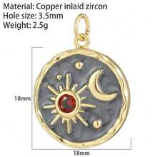 1pc Copper Micro-Inlaid Zirconia Devil Eye Dog Sun Shaped Pendant, DIY Bracelet Necklace Earrings Keychain Versatile Accessory - Multicolor - View 25