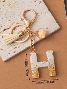 1个可爱白色钥匙扣，圣诞钥匙扣，女士字母流苏钥匙扣，可挂在钥匙、钱包、手提包、背包上，节日圣诞礼物，家居装饰 - 白色 - 查看 7