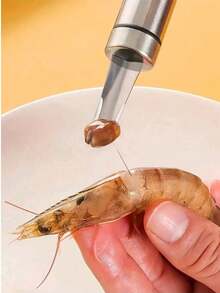 1pc Stainless Steel Shrimp Gut Cleaner - Seafood Sheller - Shrimp Shell Cutter - Portable Shrimp Gut Cleaner - Easy To Clean Kitchen Gadgets, Suitable For Lobster And Prawn Preparation - Silver - View 6