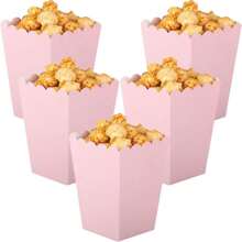 10pcs Solid Color Pink Food Box, Gift Wrapping Supplies, Birthday Babe Shower Wedding Party Room Table Decoration Family Movie Night French Fries Box, Popcorn Cups, Popcorn Buckets Treat Boxes Containers Macaroni Packaging Box