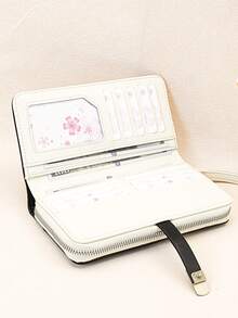 Women's Mini Handheld Wallet Phone Purse Delicate Snap Color Block Soft PU Leather Long Wallet Multi-Function Large Capacity Card Holder Zipper Coin Purse Lightweight & Fashionable Wallet Purse Wallet Wallet Keychain Wristlet Wallet - White - View 3