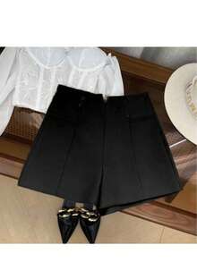 Liuhan Modas Shorts Women Tailoring Casual Versatile Front Pocket Zipper With Buttons Zipper - Black - View 1