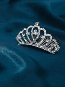 1 套（2 件）水晶与皇冠装饰浪漫新娘发梳，优雅派对头饰，简约银色公主发梳皇冠，合金水晶新娘皇冠，活动配饰，婚礼装饰，角色扮演 - 銀色 - 查看 10