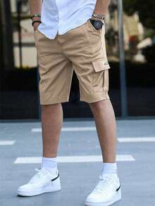 3pcs Boys/Teens' Loose Multi-Pocket Casual Outdoor Sports Cargo Shorts With Prints, 3/4 Length, Suitable For Spring/Summer/Autumn - Black - View 6