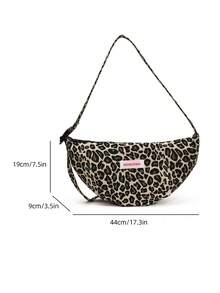1pc Fashionable Simple Fabric Bag For Women, Leopard Pattern One Shoulder Crossbody Bag - Yellow - View 9