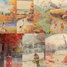 Aesthetic Collage Stickers - Themed For Spring, Summer, Autumn, Winter, Featuring Floral, Nature, And Urban Landscape Designs, Suitable For Magazines, Photo Albums, Stationery, Notebook Accessories | Seasonal Theme | Decorative Paper, Scrapbooking Supplies