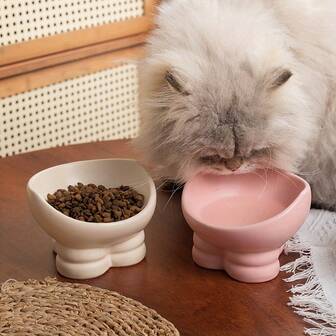 ชามเซรามิกสำหรับแมว/สุนัข, ชามอาหารและน้ำสำหรับสัตว์เลี้ยงแบบเอียงเส้นผ่านศูนย์กลางขนาดใหญ่, อุปกรณ์สำหรับสัตว์เลี้ยงป้องกันการหก