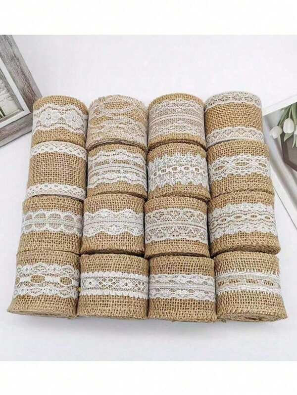 Jute Burlap Ribbon Lace Roll, Burlap Ribbon For Rustic Wedding Decoration, Vintage Lace Burlap Ribbon For Wedding Centerpieces Table Decor Party Supplies DIY Handmade Crafts,,Christmas Valentine Day,Halloween Decoration,School Supplies
