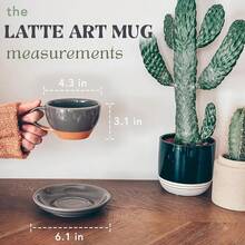 Mora Ceramic Latte Art Mug With Saucer - 10.5 Oz, Round Bottom Pours - Cafe Cups Cappuccino, Espresso, Coffee, Tea Etc - Porcelain Set Baristas, Great - Chai Latte - 芝麻奶 - 查看 5