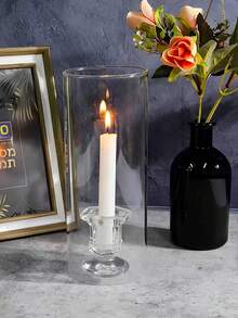 6 件玻璃透明烛台，天然水晶设计烛台，适用于家庭餐桌装饰、蜡烛中心装饰、晚餐蜡烛、客厅、卧室、房间装饰、厨房、办公室装饰、礼品