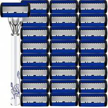 1 个手柄 + 12 个刀片 + 剃须刀收纳盒，男女手动剃须刀 6 层不锈钢脱毛剃须刀片可更换剃须刀头剃须工具，适用于男士脱毛、面部脱毛、毛发修剪器、毛发修剪器、理发用品、理发、防滑手柄，适用于个人护理和礼物 - 彩色 - 查看 1