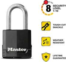 Master Lock Magnum Heavy Duty Outdoor Padlock With Key, Weather Resistant Body And Cut Resistant Shackle Make Lock Perfect For Fences, Gates, Sheds, M115XDLF - Padlock - View 2