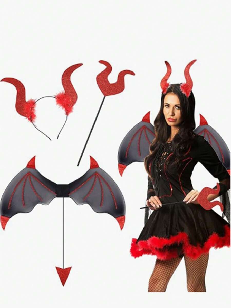 Setul de 3 aripi de demon este folosit pentru a te îmbrăca pentru diverse spectacole de petrecere de sărbători de Halloween